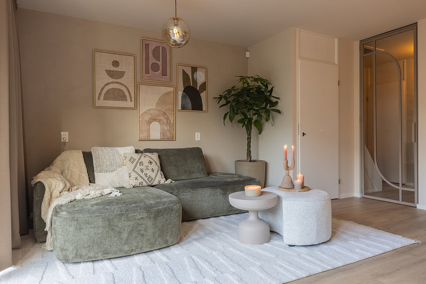 Klantfoto: Linen collection - abstract zen bold two van TW living, op Canvas
