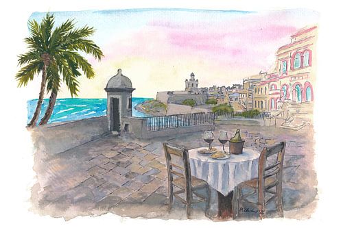 Dîner romantique avec vue sur San Juan et El Morro au coucher du soleil à Porto Rico