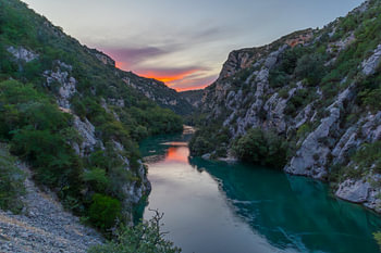 Gorges du Verdon in evening light (high perspective, landscape)