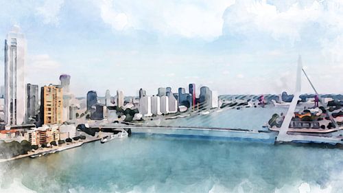 Skyline Rotterdam, Zuid-Holland_Nederland.