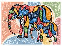 Colorful Elephants with Tribal Patterns