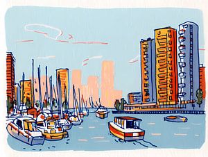 Hafen in der Skyline der Stadt