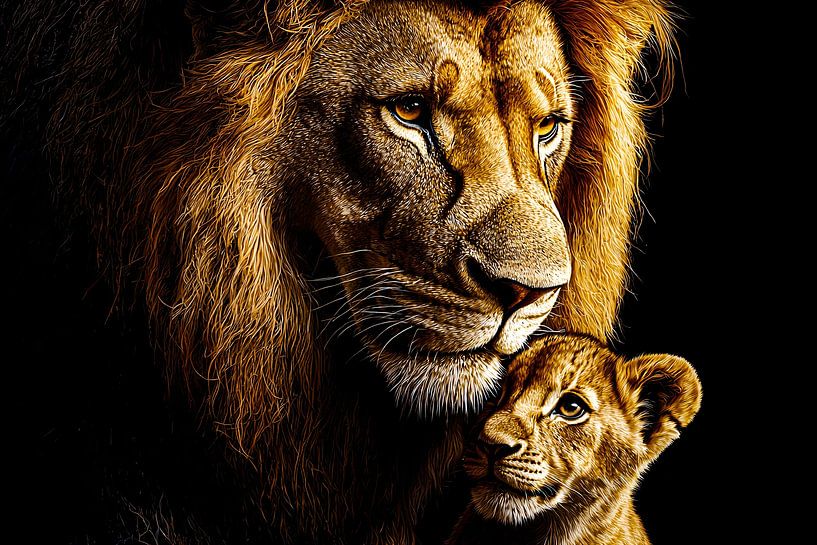 Lion and cub in harmony by Imperial Art House