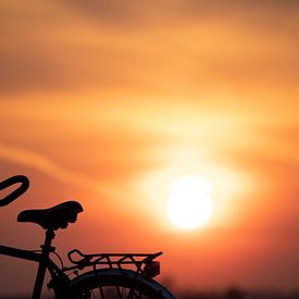 Zonsondergang met Fiets ( gedeeltelijk ) van Petro Luft