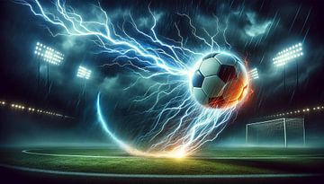 Elektrisierender Sturm: Fußball unter Blitzen von artefacti