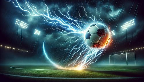 Elektrische storm: voetbal onder bliksem