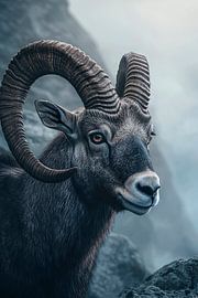 Majestueuze steenbokken in de mist van Poster Art Shop