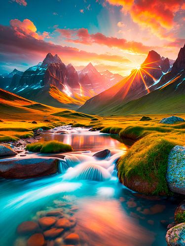 Zonsondergang met een beekje