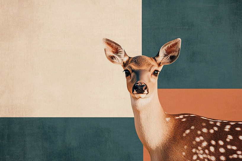 Modern deer with geometric background by Imperial Art House