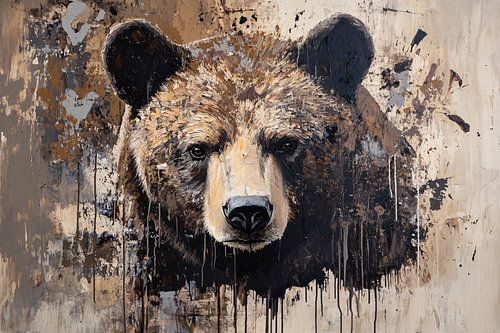 Dynamisch schilderij van een beer