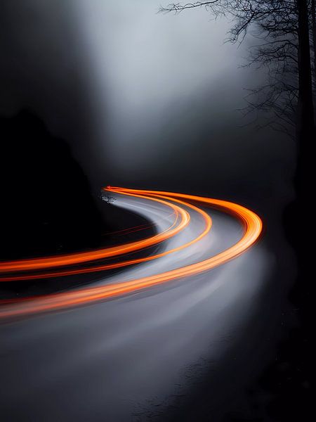 Lights in the misty road by haroulita