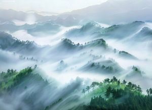 Mystische Herbstlandschaft der Berge