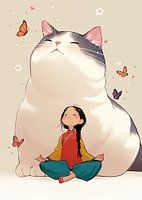 Yoga voor meisjes en grote katten