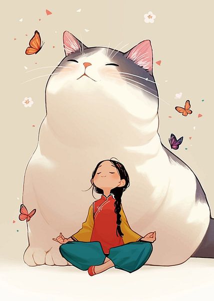 Yoga pour filles et grands chats par MIROKKU