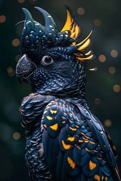 Portret van een Blauwe Papegaai met Geel van De Muurdecoratie