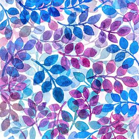 Bladeren dwarrelen naar beneden | Aquarel schilderij van WatercolorWall
