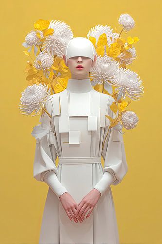 Surrealistisches Porträt Frau mit Blumen von Egon Zitter