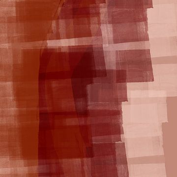 Moderne abstracte kunst in roze terra, warm bruin, beige van Dina Dankers