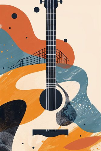 Abstract Gitaar in Warme Kleuren