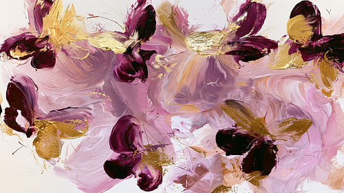 Abstract swarm of butterflies in purple and pink