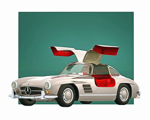 Klassieke auto – Oldtimer Mercedes 300SL Gullwings open 1964