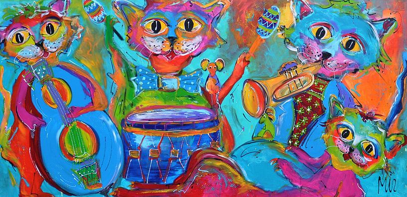 Cats make music by Kunstenares Mir M. Kolkman van der Klip