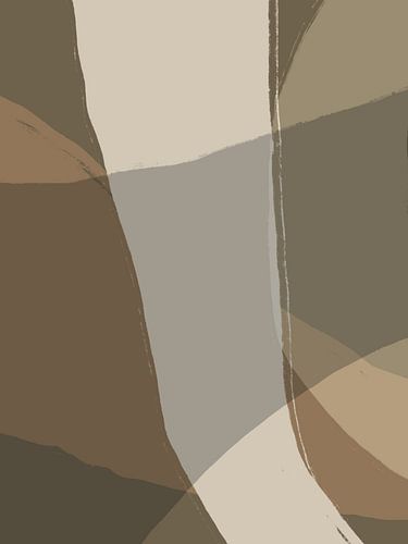 Formes et lignes abstraites en gris, marron et blanc.