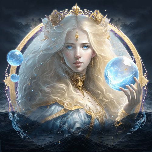 Magie van de diepzee - Vierkante canvasprint met zee prinses