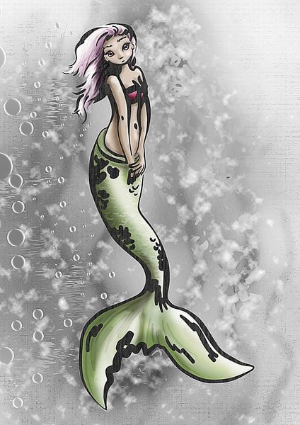 Schüchterne Meerjungfrau mit rosa Haaren von Emiel de Lange