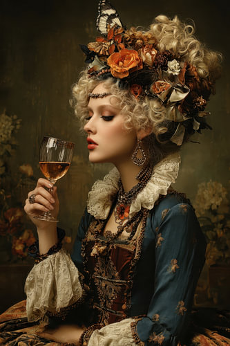 Autumn Toast – Elegant Painting in Petrol and Gold
