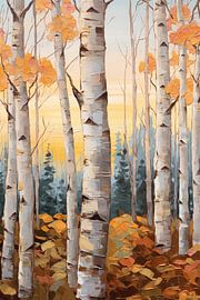 Bunte Herbst Aspen Wald Malerei von Art In Focus