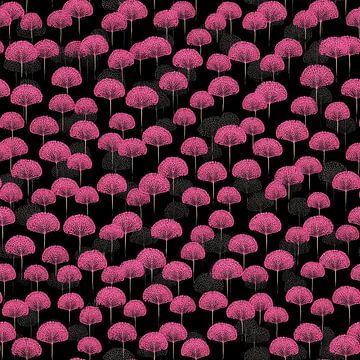Roze Bloemen Patroon | Muur Behang van Karina Brouwer
