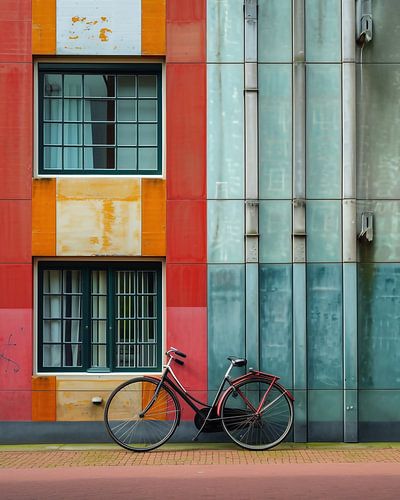 Colourful urban scenery, the joy of cycling
