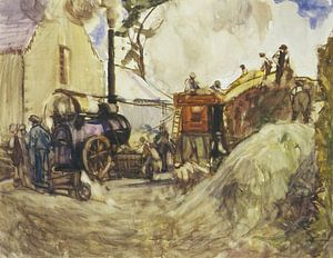 Frances Hodgkins - Threshing in the Cotswolds (circa 1909)