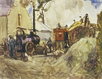Frances Hodgkins - Threshing in the Cotswolds (circa 1909) von Peter Balan