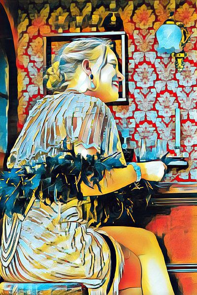 Fröhliche Dame an der Bar. von Andrea de Vries