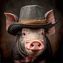 Stoer varken met een hoed van Carla van Zomeren thumbnail