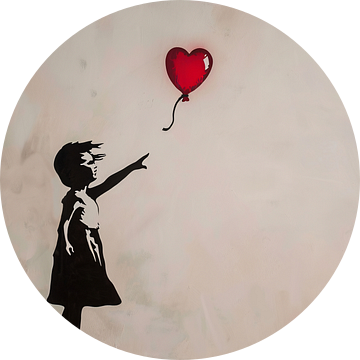 Silhouet van meisje met rode hartvormige ballon van Art & Soul Creations