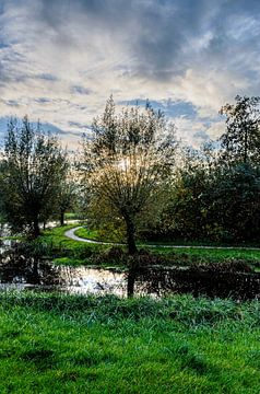 Ondergaande zon. van Jakob Huizen van