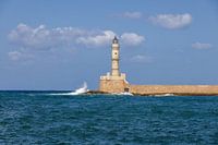 Historische vuurtoren van Chania op Kreta in de zomer, Griekenland
