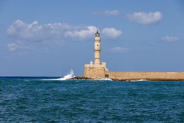 Historische vuurtoren van Chania op Kreta in de zomer, Griekenland van Andreas Freund