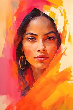 Colourful Indian Portrait by But First Framing