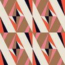 Retro geometrie met driehoeken in Bauhaus-stijl in roze, bruin, oranje van Dina Dankers thumbnail