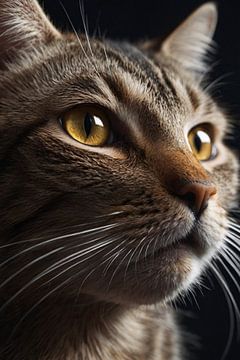 Profound look of a brown cat by De Muurdecoratie