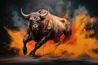 Stier in schwarz und orange