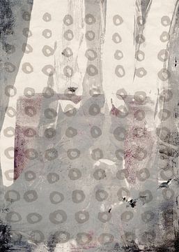 Modern abstract in warm grijs en wit van Dina Dankers