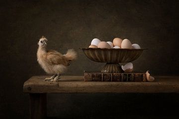 Kuiken met eieren van Carolien van Schie