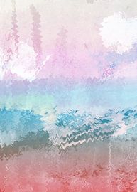 Châteaux dans les airs I. Paysage abstrait coloré en rose, bleu et rouge sur Dina Dankers