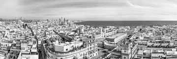 Cadiz skyline in black and white by Manfred Voss, Black-White Photography