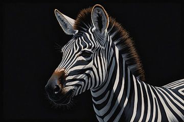 Portret zebra van De Muurdecoratie